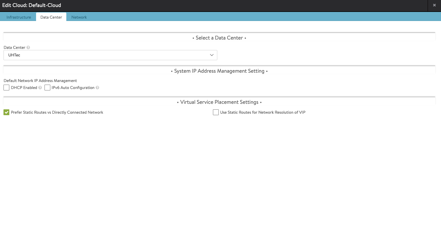 NSX Adavenced Load Balancer Admin default-cloud data center