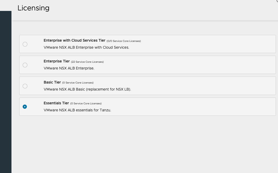 NSX Adavenced Load Balancer Admin license settings