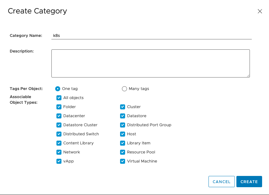 assign tag to datastore